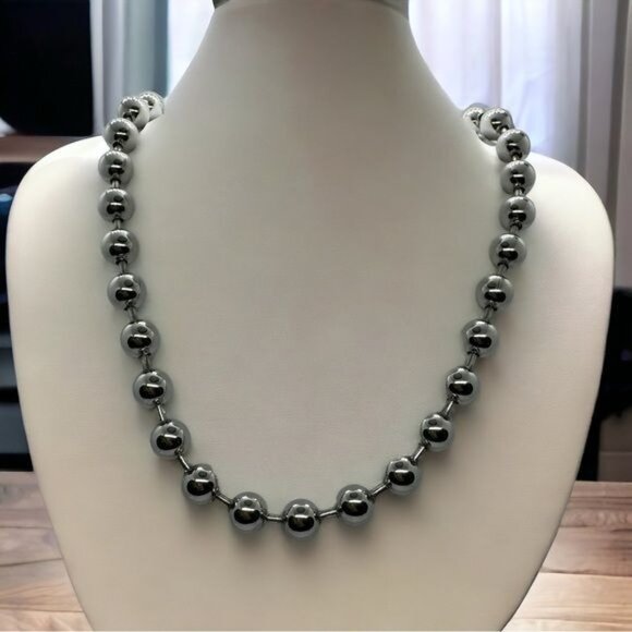 Steel By Design Ball Necklace Milor Italy Round Stainless Steel Classic 90s 18” - Picture 1 of 9